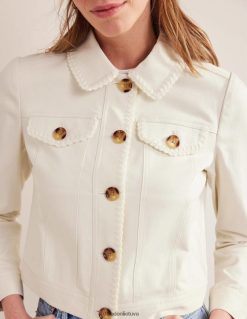 apranga lt Boden moterys nertos apdailos džinsinė striukė ekru 284XZZ1765