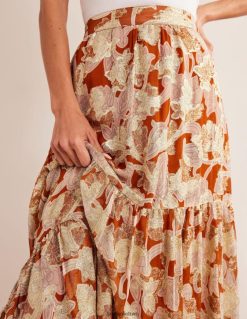 apranga lt Boden moterys pakopinis metalinis maxi sijonas rust & Paisley sūkurys 284XZZ1126