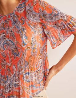 apranga lt Boden moterys plazdėjimas rankovėmis plisse viršus apelsinų želė ir rojaus pop 284XZZ100