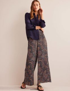 apranga lt Boden moterys plisse atlasines plačias kelnes lengvasis laivynas ir rūmai 284XZZ323