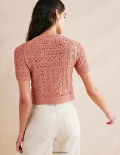 apranga lt Boden moterys Pointelle įgulos kaklo megztinis rožinė rožinė 284XZZ1480