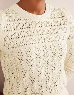 apranga lt Boden moterys pointelle medvilninis megztinis šiltas dramblio kaulas 284XZZ2131