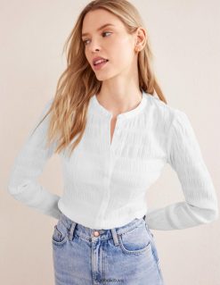 apranga lt Boden moterys prigludę tekstūruoti marškiniai baltas 284XZZ1835