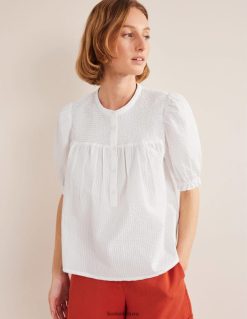 apranga lt Boden moterys puff sleeve seersucker popover baltas 284XZZ1599