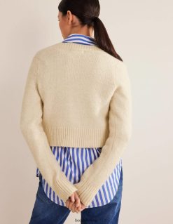 apranga lt Boden moterys pūkuotas džemperis su V formos iškirpte virvė 284XZZ2074