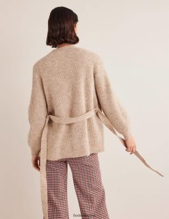 apranga lt Boden moterys pūkuotas megztinis su diržu šinšilos melanžas 284XZZ1906