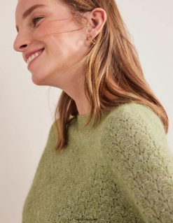 apranga lt Boden moterys pūkuotas pointelle džemperis akmens žalia 284XZZ1903
