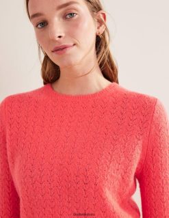apranga lt Boden moterys pūkuotas pointelle džemperis koralas 284XZZ1810