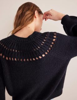 apranga lt Boden moterys pūkuotas raukinis megztinis karinis jūrų laivynas 284XZZ1382