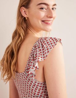 apranga lt Boden moterys puošnios detalės trikotažo midi suknelė vermilijonas ir žiedinis pumpuras 284XZZ1055