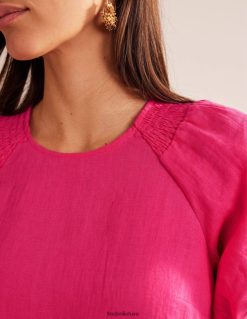 apranga lt Boden moterys rankoviu detale linine mini suknele festivalio rožinė 284XZZ74