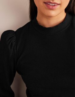 apranga lt Boden moterys rankovių detalių briaunotas viršus juodas 284XZZ2591