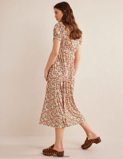 apranga lt Boden moterys raugintos trikotažinės midi arbatos suknelė daugialypis ir tapybinis floretas 284XZZ982