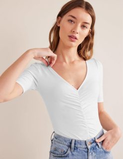 apranga lt Boden moterys rumbuotas priekyje spausdintas viršus baltas 284XZZ1813