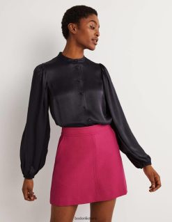 apranga lt Boden moterys satino marškiniai su palaidinėmis rankovėmis karinis jūrų laivynas 284XZZ2025