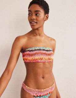 apranga lt Boden moterys smocked bandeau bikinio viršutinė dalis multi ikat 284XZZ2156