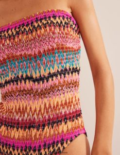 apranga lt Boden moterys smocked bandeau maudymosi kostiumėlis multi ikat 284XZZ2483