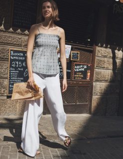 apranga lt Boden moterys smocked Cami top egėjo mėlyna ir saulėgrąžų šakelė 284XZZ99