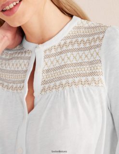 apranga lt Boden moterys smocked yo siuvinėti marškiniai dramblio kaulo ir aukso siuvinėjimas 284XZZ1275