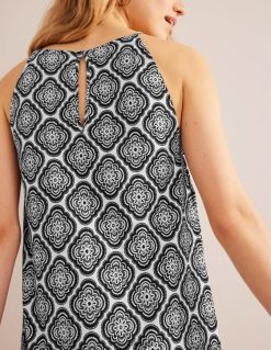 apranga lt Boden moterys sportinio kaklo trikotažinė midi suknelė juodi ir botaniniai skaistalai 284XZZ932