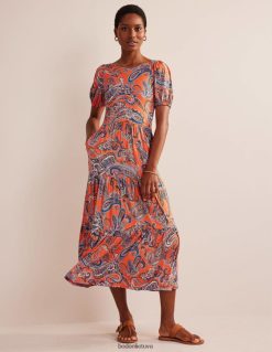 apranga lt Boden moterys Suknelė su iškirpta nugara apelsinų želė ir rojaus pop 284XZZ1