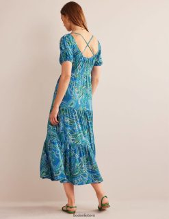 apranga lt Boden moterys Suknelė su iškirpta nugara Egėjo mėlyna ir rojaus pop 284XZZ15