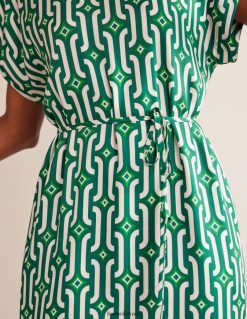 apranga lt Boden moterys Suknelė trumpomis rankovėmis šviesus smaragdas ir žydras geografinis 284XZZ22