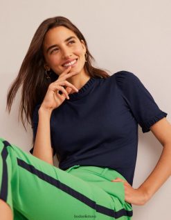 apranga lt Boden moterys Superminkšti marškinėliai su detalėmis karinis jūrų laivynas 284XZZ101