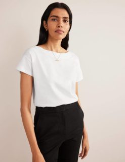 apranga lt Boden moterys Superminkšti marškinėliai su valties kaklu baltas 284XZZ153