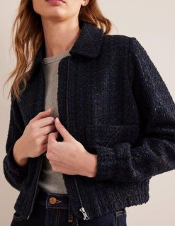 apranga lt Boden moterys tekstūruotas užtrauktukas per striukę karinis jūrų laivynas 284XZZ1584