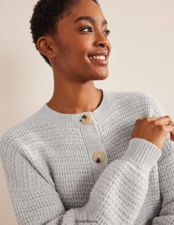 apranga lt Boden moterys tekstūruotos megztos bomber striukės sidabrinis melanžas 284XZZ1545