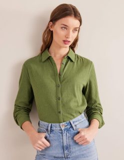 apranga lt Boden moterys tekstūruotos trikotažo marškinėliai skalbtas chaki 284XZZ1412