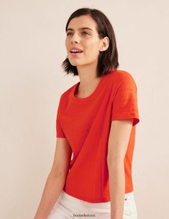 apranga lt Boden moterys tekstūruotos trikotažo marškinėliai vermilijonas raudonas 284XZZ1774