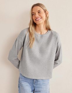 apranga lt Boden moterys tekstūruotos vaflinės detalės viršus pilkas marlas 284XZZ1942