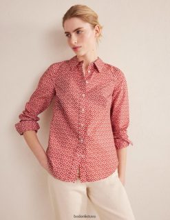 apranga lt Boden moterys tiesūs medvilniniai marškiniai išblukęs rožių ir deimantų popsas 284XZZ1230