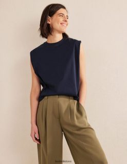 apranga lt Boden moterys tobulas medvilninis viršus be rankovių karinis jūrų laivynas 284XZZ182