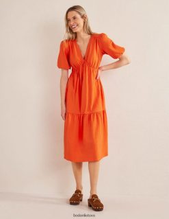 apranga lt Boden moterys trikotažinė seersucker midi suknelė vermilijonas raudonas 284XZZ1219