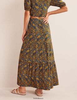 apranga lt Boden moterys trikotažinis maxi sijonas aukso derliaus ir Paisley terasa 284XZZ988
