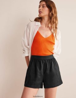 apranga lt Boden moterys užtraukiami lininiai šortai juodas 284XZZ612