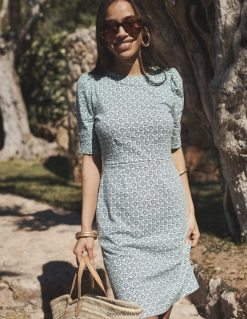 apranga lt Boden moterys zoe trikotažinė suknelė egėjo mėlyna ir saulėgrąžų šakelė 284XZZ23