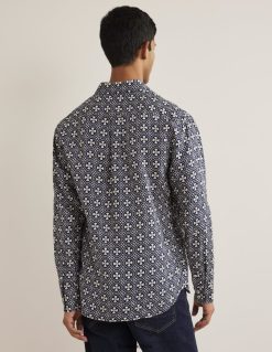 apranga lt Boden vyrų Lininiai marškiniai su iškirpta apykakle prancūzų laivyno plytelė 284XZZ3629