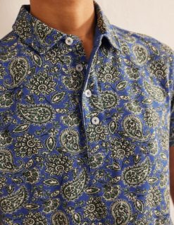 apranga lt Boden vyrų plonos formos pique polo Cabana Blue Paisley 284XZZ3501