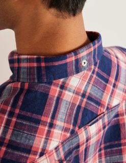 apranga lt Boden vyrų Užsegami ploni marškinėliai išblukęs raudonas čekis 284XZZ3619